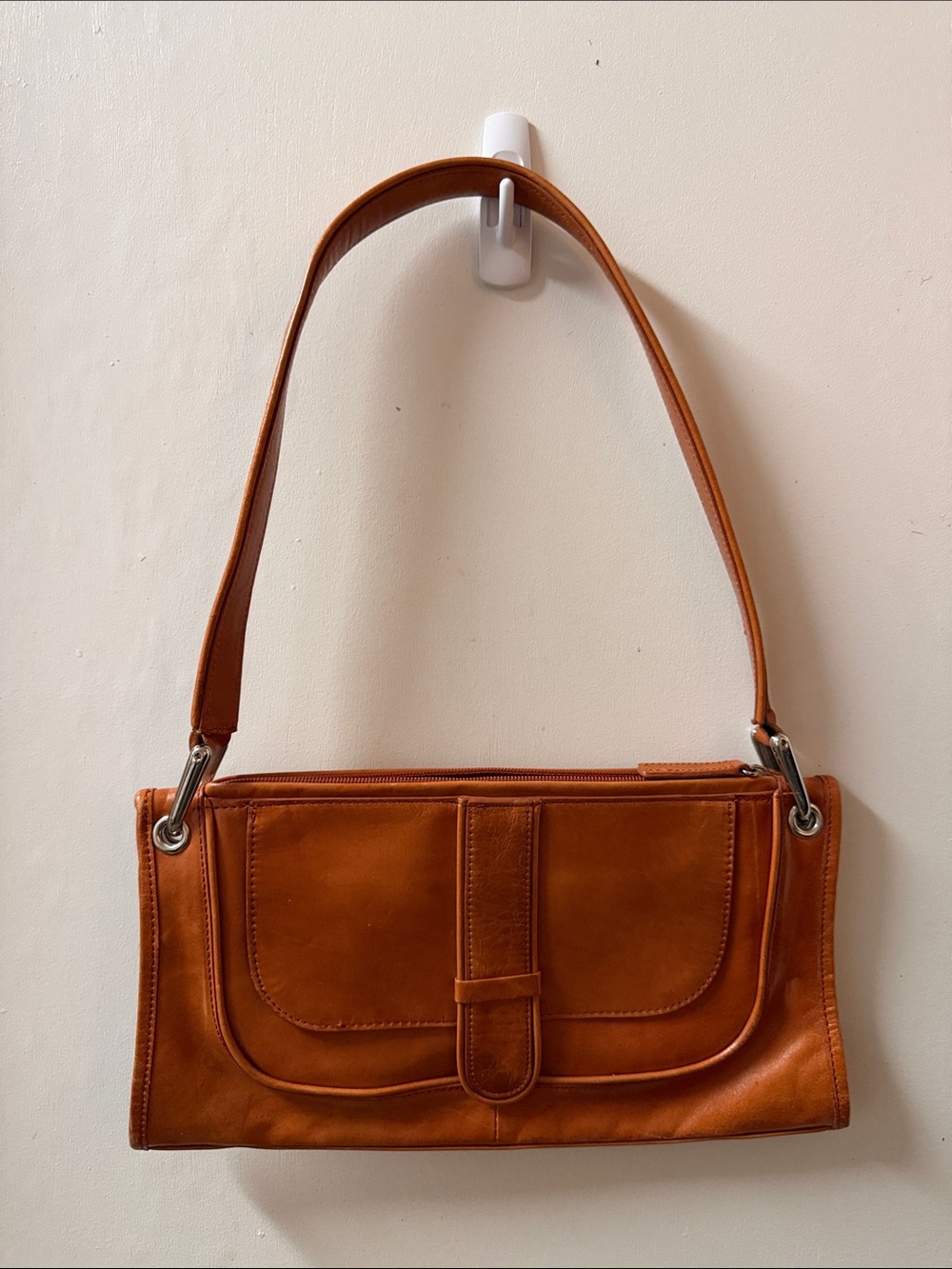 Kenneth Cole New York Cognac Leather Shoulder Bag